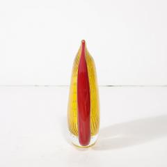  Rosenthal Netter Mid Century Modernist Hand Blown Teardrop Form Glass Vase in Yellow and Scarlet - 4037839