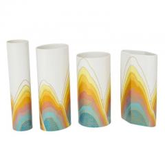  Rosenthal Rosamonde Nairac Rosenthal Vases Porcelain Abstract Yellow White Signed - 2829209