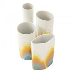  Rosenthal Rosamonde Nairac Rosenthal Vases Porcelain Abstract Yellow White Signed - 2829210