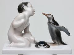  Rosenthal Rosenthal Porcelain Figure of Boy and a Penguin by F Liebermann 1910 Germany - 3220695