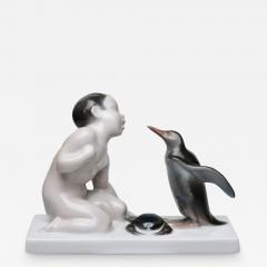  Rosenthal Rosenthal Porcelain Figure of Boy and a Penguin by F Liebermann 1910 Germany - 3223884