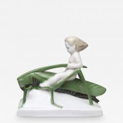  Rosenthal Rosenthal Porcelain Figure of a Ground Fairy Riding a Grasshopper 1920 Germany - 3223883