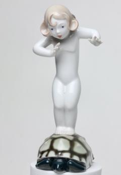  Rosenthal Rosenthal Porcelain Figurine of Child Standing on a Turtle by Gustav Oppel - 3222225