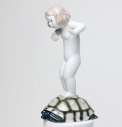  Rosenthal Rosenthal Porcelain Figurine of Child Standing on a Turtle by Gustav Oppel - 3222245