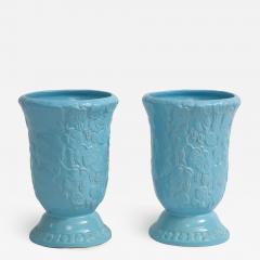  Roseville Pottery Large Scale Sky Blue Art Deco Planters Vases - 1243872
