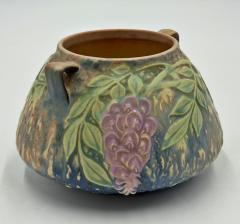  Roseville Pottery Roseville Wisteria Blue Matte Art Pottery Two Handled Vase 1930s - 4711807