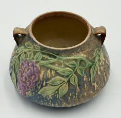  Roseville Pottery Roseville Wisteria Blue Matte Art Pottery Two Handled Vase 1930s - 4711816