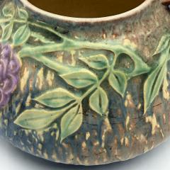 Roseville Pottery Roseville Wisteria Blue Matte Art Pottery Two Handled Vase 1930s - 4711818