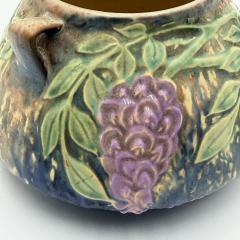  Roseville Pottery Roseville Wisteria Blue Matte Art Pottery Two Handled Vase 1930s - 4711821