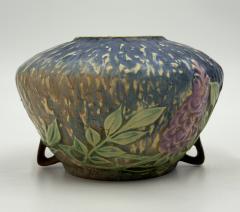  Roseville Pottery Roseville Wisteria Blue Matte Art Pottery Two Handled Vase 1930s - 4711822