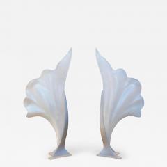  Rougier Postmodern Pair Large Pearlescent Acrylic Shell Form Lamps Attributed to Rougier - 2549471