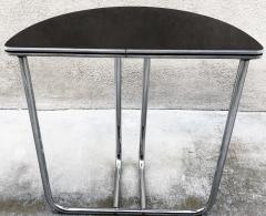  Royal Chrome ART DECO TUBULAR CHROME WITH BLACK BAKELITE TOP DEMILUNE TABLE CONSOLE - 4296721