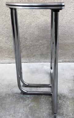  Royal Chrome ART DECO TUBULAR CHROME WITH BLACK BAKELITE TOP DEMILUNE TABLE CONSOLE - 4296734