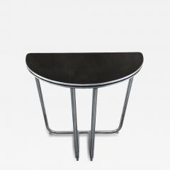  Royal Chrome ART DECO TUBULAR CHROME WITH BLACK BAKELITE TOP DEMILUNE TABLE CONSOLE - 4297556