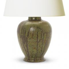  Royal Copenhagen Arts and Crafts Table Lamp in Flowing Green Glazes by Carl Halier - 3413565