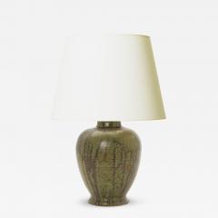  Royal Copenhagen Arts and Crafts Table Lamp in Flowing Green Glazes by Carl Halier - 3414454