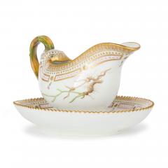  Royal Copenhagen Pair of Royal Copenhagen Flora Danica Porcelain Sauce Boats and Stands - 4740755