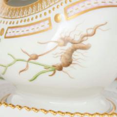  Royal Copenhagen Pair of Royal Copenhagen Flora Danica Porcelain Sauce Boats and Stands - 4740758