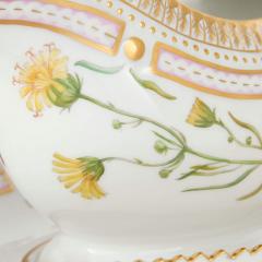  Royal Copenhagen Pair of Royal Copenhagen Flora Danica Porcelain Sauce Boats and Stands - 4740762