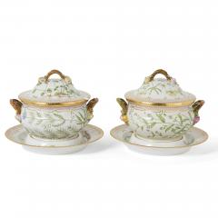  Royal Copenhagen Pair of Royal Copenhagen Flora Danica Porcelain Tureens with Stands - 4697780