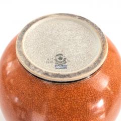  Royal Copenhagen ROYAL COPENHAGEN ORANGE CRACK GLAZE VASE WITH LID Scandinavian Modern - 2188549