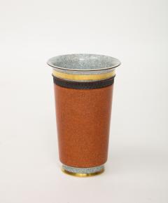  Royal Copenhagen Royal Copenhagen Terracotta Craquelure and Gilded Vase circa 1960 1970 - 2322486