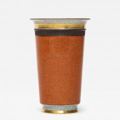  Royal Copenhagen Royal Copenhagen Terracotta Craquelure and Gilded Vase circa 1960 1970 - 2323399