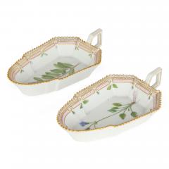  Royal Copenhagen Two Pickle Dishes Royal Copenhagen Flora Danica Porcelain - 4553286