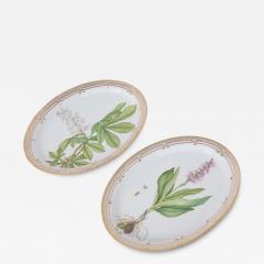  Royal Copenhagen Two large Danish Flora Danica hand painted floral oval platters by Royal Cop  - 4412313