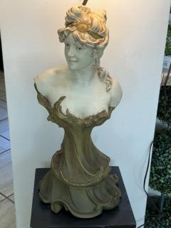  Royal Dux ORIGINAL ART NOUVEAU LADY CERAMIC BUST LAMP BY ROYAL DUX - 4329353