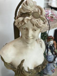 Royal Dux ORIGINAL ART NOUVEAU LADY CERAMIC BUST LAMP BY ROYAL DUX - 4329354