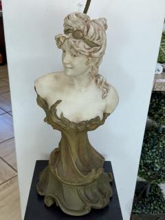  Royal Dux ORIGINAL ART NOUVEAU LADY CERAMIC BUST LAMP BY ROYAL DUX - 4329360