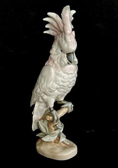  Royal Dux Vintage Royal Dux Porcelain Figurine of a Cockatoo Perched on a Branch - 4313417