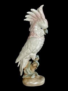  Royal Dux Vintage Royal Dux Porcelain Figurine of a Cockatoo Perched on a Branch - 4313419
