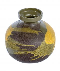  Royal Haeger 4 Royal Haeger Pottery Vessels w Yellow Brown Drip Glaze on Olive Green Ground - 2621556