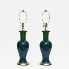  Royal Haeger Blue Green Ginger Jar Lamps - 922196