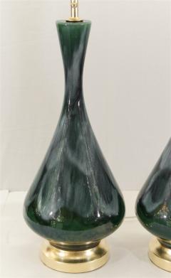  Royal Haeger Blue and Green Drip Glaze Lamps with Gilt Hardware - 604881