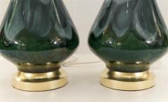  Royal Haeger Blue and Green Drip Glaze Lamps with Gilt Hardware - 604886