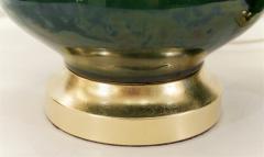  Royal Haeger Blue and Green Drip Glaze Lamps with Gilt Hardware - 604887