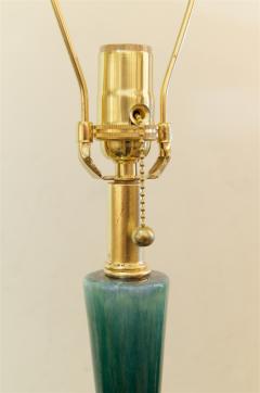  Royal Haeger Pair of Blue Green Drip Glaze and Gilt Royal Haeger Attributed Lamps - 642255