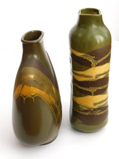  Royal Haeger Set of 3 American 1960s Royal Haeger Olive green Glazed Ceramic Vases - 1828482