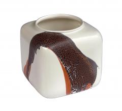  Royal Haeger Set of 5 Royal Haeger pottery vases w brown russet drip glaze on ivory ground - 2624045