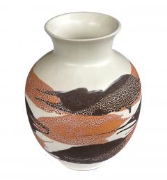  Royal Haeger Set of 5 Royal Haeger pottery vases w brown russet drip glaze on ivory ground - 2624047