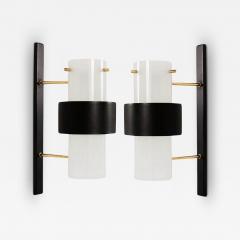  Royal Lumi res Pair of wall lights in perspex brass lacquered metal Lunel France circa 1960 - 3430334