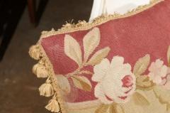  Royal Manufacture of Aubusson French 19th Century Aubusson Tapestry Pillow with Rose and Tassels - 3472583