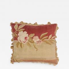  Royal Manufacture of Aubusson French 19th Century Aubusson Tapestry Pillow with Rose and Tassels - 3479191