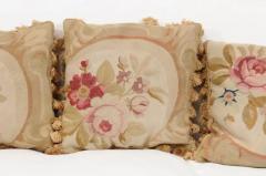  Royal Manufacture of Aubusson French 19th Century Aubusson Woven Tapestry Pillow with Roses and Tassels - 3485352