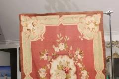  Royal Manufacture of Aubusson French 19th Century Red and Soft Green Aubusson Tapestry with Floral D cor - 3509199