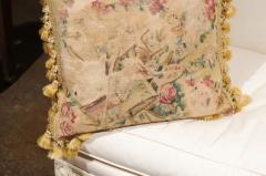  Royal Manufacture of Aubusson French Early 19th Century Silk and Angora Aubusson Tapestry Pillow with Flowers - 3472564