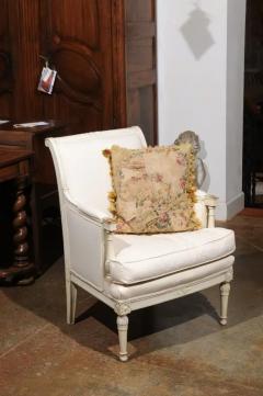  Royal Manufacture of Aubusson French Early 19th Century Silk and Angora Aubusson Tapestry Pillow with Flowers - 3472568